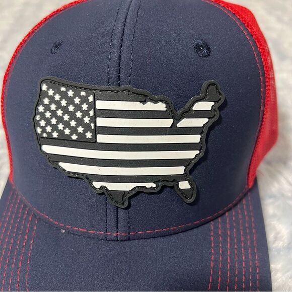 Adj Snapback Trucker Hat Mesh with black and white USA American flag patriotic - Picture 2 of 10